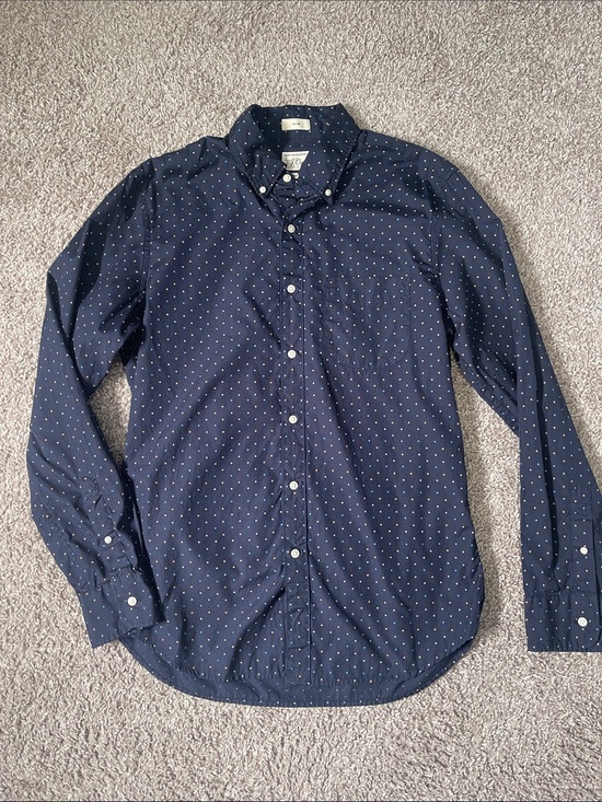 J. Crew Other - J. Crew Navy Button-Down Shirt with White Polka Dots
